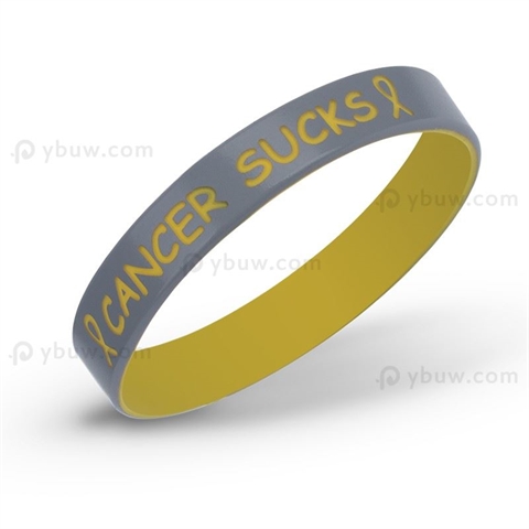 Silver-Yellow Color Coated Silicone Wristband